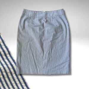 Brooks Brothers Blue & White Seersucker Cotton Pencil Skirt